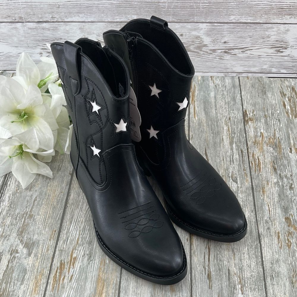 Big Girls Star Western Cowgirl Boots Shoes Size 5